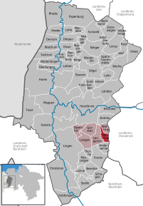 Poziția Handrup pe harta districtului Emsland