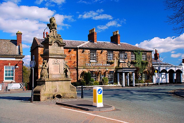 Gladstone memorial fountain and Glynne Arms