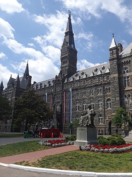 File:Healy Hall John Carroll statue Georgetown University Washington DC May 2019.jpg
