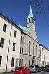 Retirement home, asylum Riedenburg and figure shrine Maria Immaculata