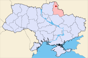 Глухів на мапі України. Сумська область виділена