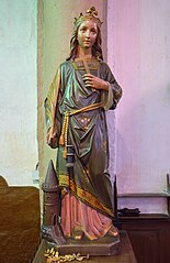 Ste Barbe, statue St Sulpicienne en plâtre, fin XIXème siècle (église St Omer d'Houchin dans le Pas de Calais)