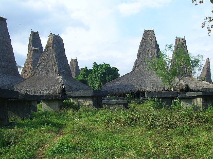 Traditionele Soembanese huizen bij Bondokodi