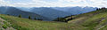 Panoramic view of the Olympic National Park. The Hurricane Ridge visitor center is on the right of the image.