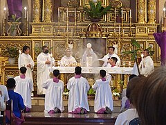 Consecration of the Host during the Mass of the Lord's Supper in Ibaan, Batangas (2024)