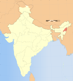 Location of Nagaland (marked in red) in भारत