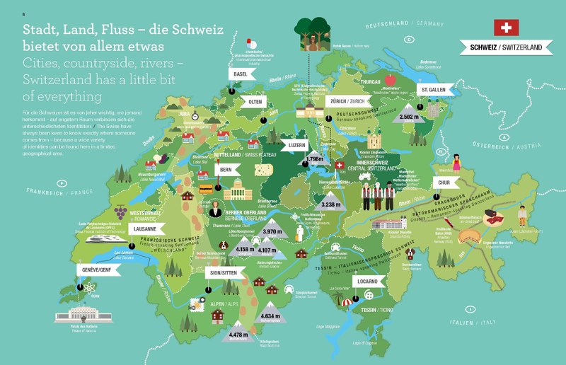 Infographic map of Switzerland