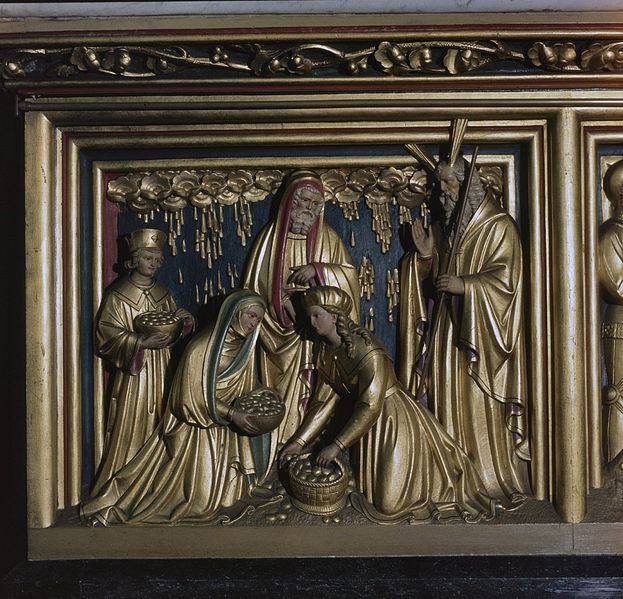 File:Interieur, paneel met Christelijke voorstelling van houtsnijwerk in het retabel achter het hoofdaltaar - 's-Gravenhage - 20380048 - RCE.jpg