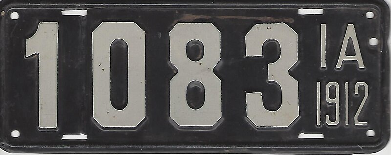 File:Iowa 1912 license plate.jpg