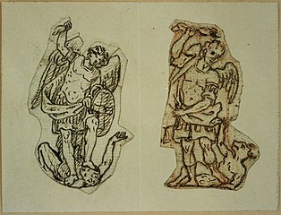 Modello avec représentation de l'archange vainquant le diable