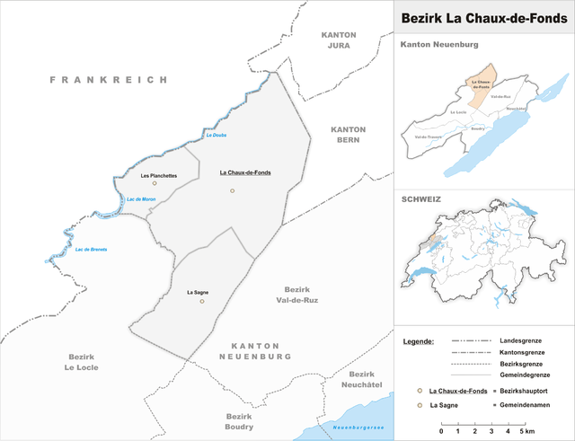 La Chaux-de-Fonds (distret) - Localizazion