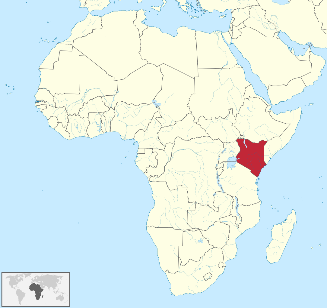 Map of Africa showing Kenya