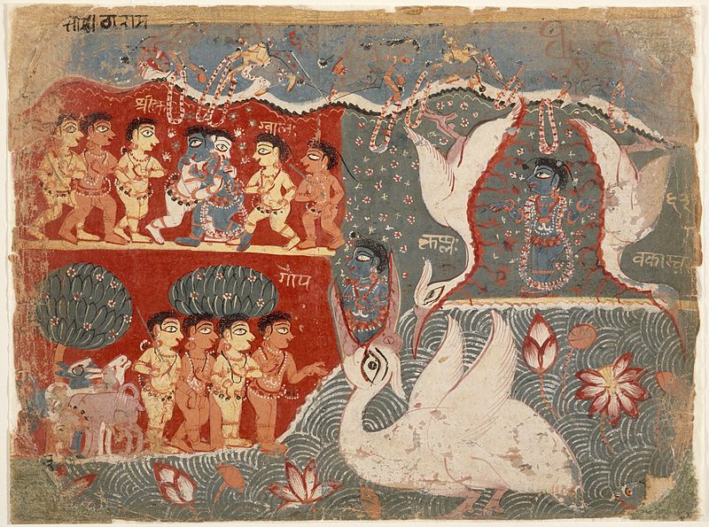 File:Krishna Kills the Crane Demon, Folio from a Bhagavata Purana (Ancient Stories of the Lord) LACMA M.71.1.8.jpg