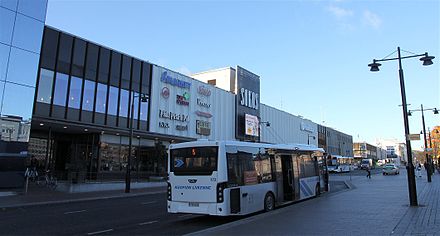 Kuopion Liikenne bus parked by the market square