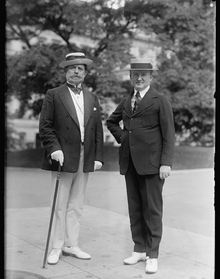 Senator J. Hamilton Lewis and attorney Joseph P. Tumulty pictured wearing "white bucks", 1917 LEWIS, JAMES HAMILTON, REP. FROM WASHINGTON, 1897-1899; SENATOR FROM ILLINOIS, 1913-1919, 1931-. LEFT, WITH TUMULTY.png