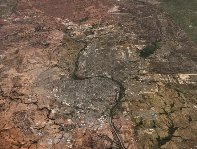 NASA satellite image of Laredo and Nuevo Laredo (2007)