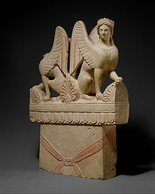 <span class="mw-page-title-main">Cesnola Sphinx Funerary Stele</span> Preserved funerary stele from 5th century BC Cyprus, part of the Cesnola Coll. at the MET