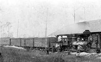 Live Oak & Gulf Railway Company train at the depot - Luraville, Florida.jpg