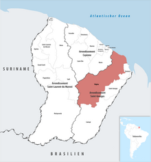 Location of the commune (in red) within French Guiana