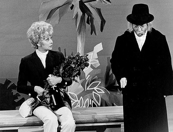 Johnson as "Tyrone F. Horneigh" approaching Lucille Ball in a sketch on The Glen Campbell Goodtime Hour (1971)