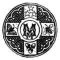 A third roundel, used from as early as 1878 to as late as 1885. Not templated; use File:Macmillan and Company roundel circa 1881.png