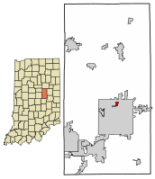 Location of Country Club Heights in Madison County, Indiana.