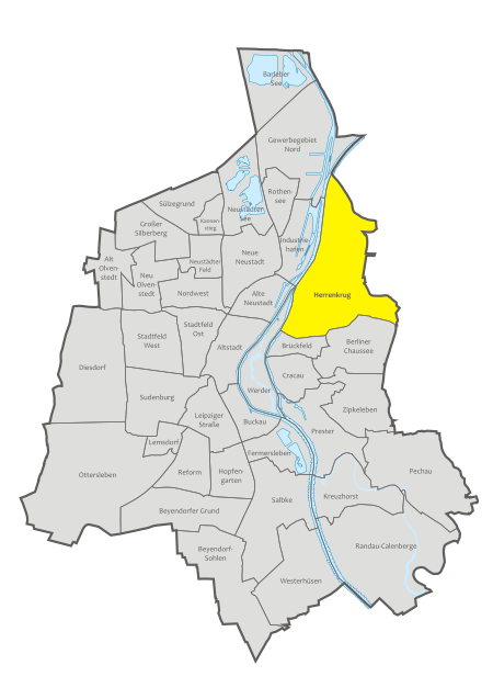 Magdeburg, administrative districts, Herrenkrug location