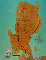 マニラ占領中、イギリス軍のルソン島北部に向けた動き[7]。