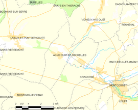 Mapa obce Agnicourt-et-Séchelles