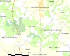 Mapa obce Plassac