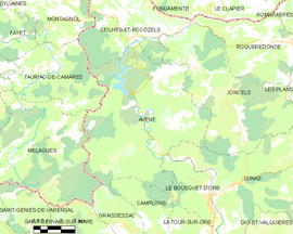 Mapa obce Avène