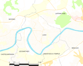 Mapa obce Lizac