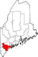 カンバーランド郡の位置を示したメイン州の地図