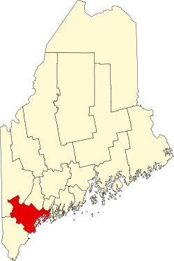 map of Maine highlighting Cumberland County