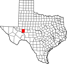Harta e Upton County në Texas