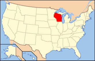 All fish caught were in the waters of the state of Wisconsin. Map of USA WI.svg