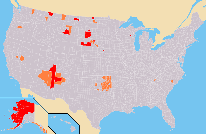 File:Map of USA with county outlines, by native american majority or plurality.png