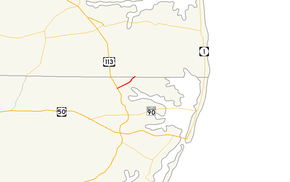 Un mapa del norte del condado de Worcester que muestra las carreteras principales.  La ruta 367 de Maryland va desde Bishop hasta la frontera del estado de Delaware cerca de Bishopville.