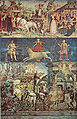 Francesco del Cossa, Marzo – Trionfo di Minerva e segno dell’Ariete, 1468 – 1470 circa, affresco, 500 × 320 cm, Salone dei Mesi, Palazzo Schifanoia, Ferrara.