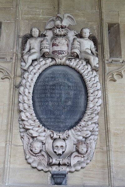 File:Memorial to Thomas Isham in All Saints' Church, Hillesden.JPG
