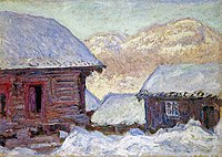 Houses in the Snow and Mount Kolsaas Monet w1404.jpg