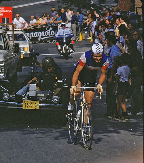 Bernard Thévenet shown climbing during his solo escape that lasted for over 100 km (62 mi).
