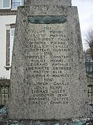 Noms des soldats morts en 1914, 1915 et 1916.