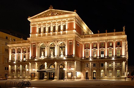 Как называется оперный. Венская филармония (Musikverein). Музикферайн Вена. Австрия Венская филармония фасад. Академический театр Вена фасад.