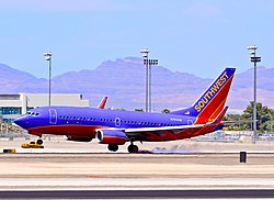 N753SW, the aircraft involved, seen at Las Vegas McCarran International Airport, in 2011 N753SW Southwest Airlines 1999 Boeing 737-7H4 C-N 29848 (5902577551).jpg