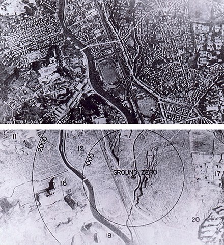 Nagasaki before and after bombing.