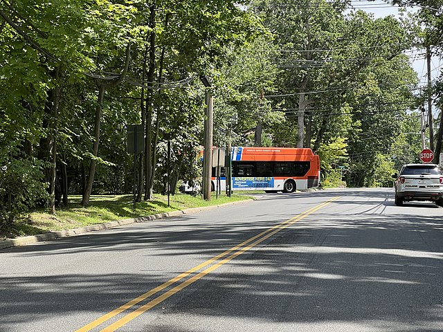 An n58 bus in the village on August 14, 2022.