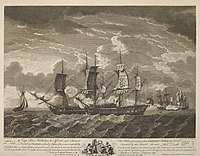 Combat naval d'Ouessant, le 10 août 1780. La Nymphe est attaquée par le HMS Flora. Le capitaine de frégate Charles-Marie de Trolong du Rumain meurt au combat à 36 ans.