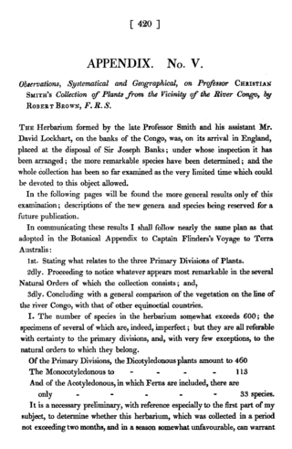 <i>Observations, systematical and geographical, on the herbarium collected by Professor Christian Smith, in the vicinity of the Congo</i>