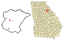 Oglethorpe County Georgia Eingemeindete und nicht eingetragene Gebiete Crawford Highlighted.svg